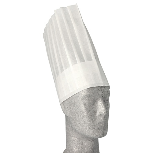 5 Cappelli da cuoco Tessuto non Tessuto 30 cm x 28 cm bianco ''Toscana'' grandezze regolabili, con pieghe