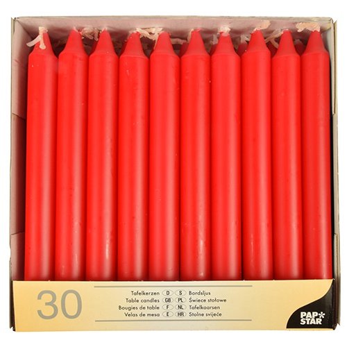30 Candele da tavola Ø 2,15 cm · 19,6 cm rosso