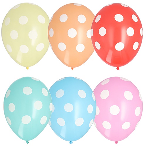 6 Palloncini Ø 29 cm decoro ''Dots'' colori assortiti