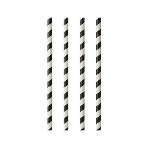 25 Cannucce di carta Ø 6 mm · 20 cm nero /bianco "Stripes"