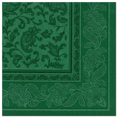 20 Tovaglioli  cm 40x40 ''ROYAL Collection'' piega 1/4 decoro ''Ornaments'' verde scuro