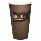 50 Bicchieri di carta ''PURE'' 0,4 l capacità, Ø 9 cm · 13,5 cm, decoro ''Love Nature'' colori assortiti