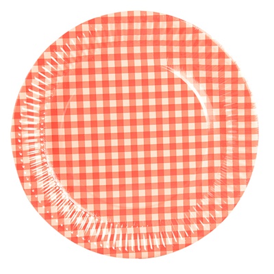 20 Piatti di carta rotondo Ø 26 cm ''Karo'' rosso