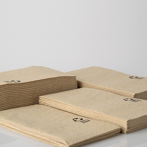 100 Tovaglioli, 3-veli piegato per 8 33 cm x 33 cm naturale realizzato con carta