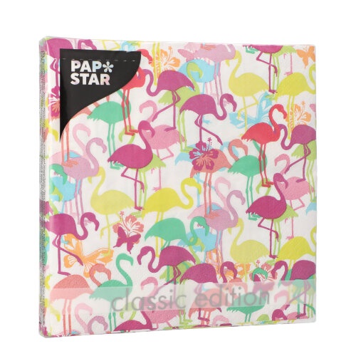 20 Tovaglioli, 3-veli piegato per 4 33 c m x 33 cm "Flamingoparty"