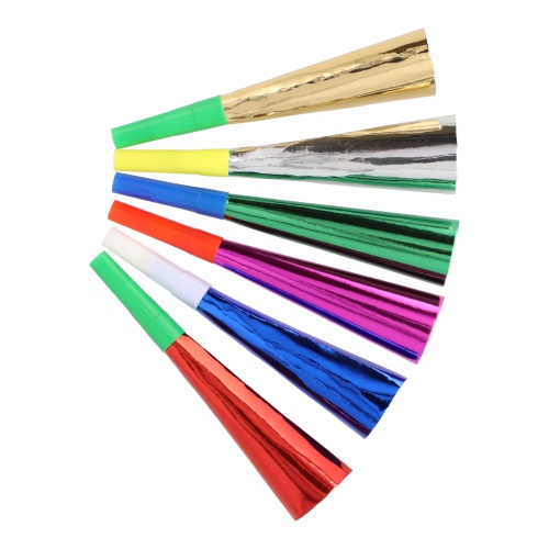6 Trombette 18 cm colori assortiti ''Metallizzati''