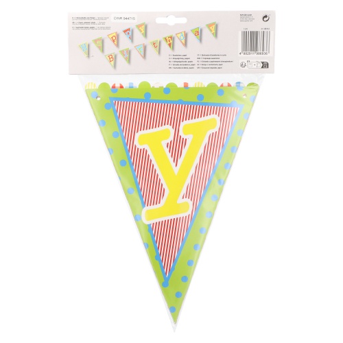 Ghirlanda di Bandierine in carta 4 m ''Happy Birthday'' laccato