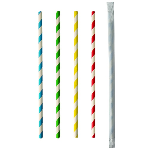100 Cannucce di carta "pure" Ø 6 mm · 20 cm colori assortiti "Stripes" confezion