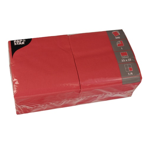 500 Tovaglioli cm 33x33, 1-velo, piega 1/4 rosso