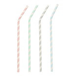 100 Cannucce di carta Ø 6 mm · 22 cm col ori assortiti "Stripes" flessibile