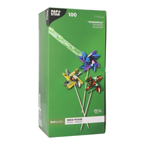 100 Stecchini per party 17,5 cm colori assortiti  tipo ''Windmill''