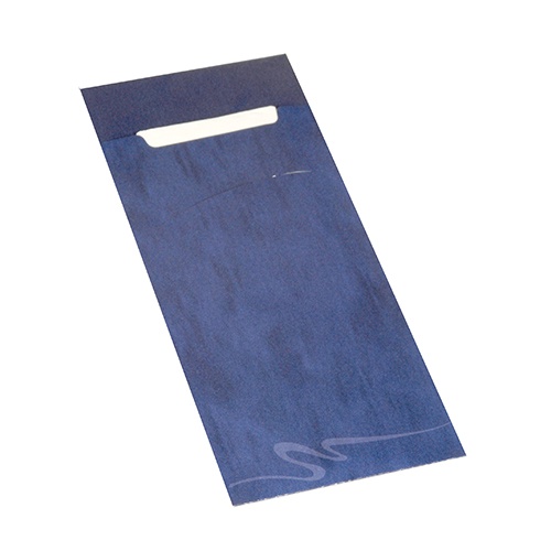 520 Busta portaposate 20 cm x 8,5 cm blu completa di tovagliolo bianco 33 x 33 cm 2-veli