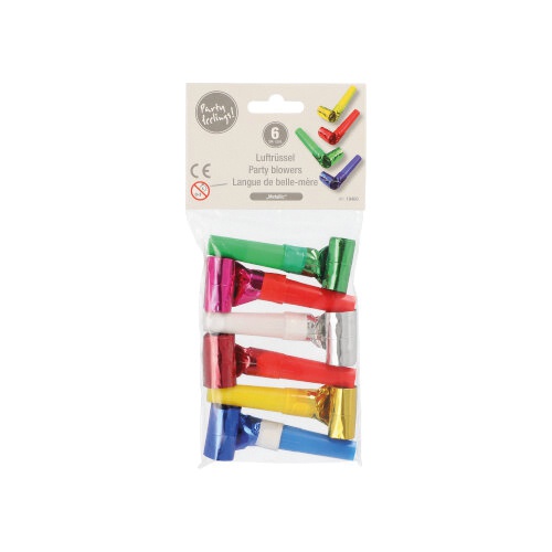 6 Fischietti per party colori assortiti ''Metallizzati''