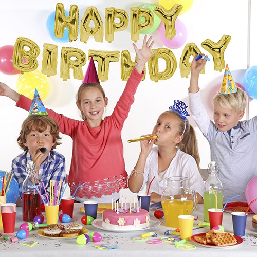 Palloncino laminato set oro "Happy Birth day"