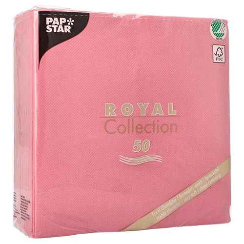 50 Tovaglioli cm 40x40 ''ROYAL Collection'' piega 1/4  rosa