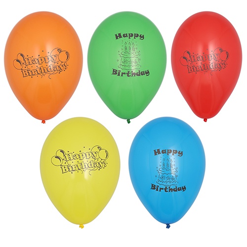 10 Palloncini Ø 22 cm colori assortiti ''Happy Birthday''