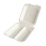 25 Contenitori da pasto fatti in canna d a zucchero "pure" 2 scomparti 7,7 cm x 2