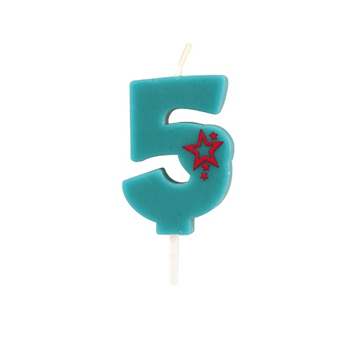 Candele per compleanno, mini 6,8 cm blu "5"