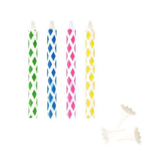 10 Magic candeline con 10 supporti 6 cm colori assortiti