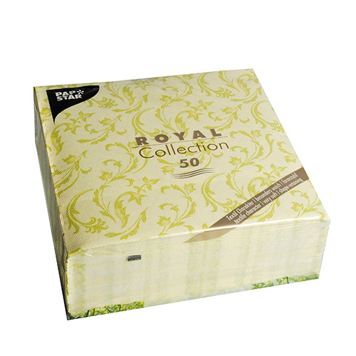 50 Tovaglioli  cm 40x40, ''ROYAL Collection'' piega 1/4, decoro ''Damascato'' verde limone