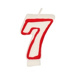 Candele per compleanno 7,3 cm bianco ''7'' con bordo rosso