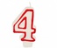 Candele per compleanno 7,3 cm bianco ''4'' con bordo rosso