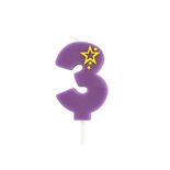 Candele per compleanno, mini 6,8 cm viol a "3"