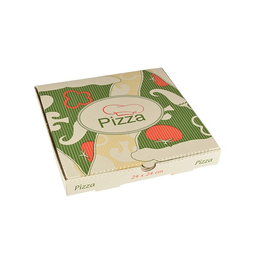 100 Scatole per pizza 100% cellulosa ''PURE'' rettangolari 24 cm x 24 cm x 3 cm