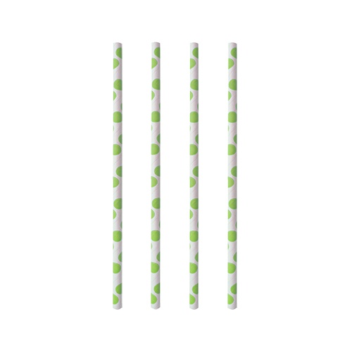 100 Cannucce di carta Ø 6 mm · 20 cm, decoro  ''green Dots'' colori assortiti