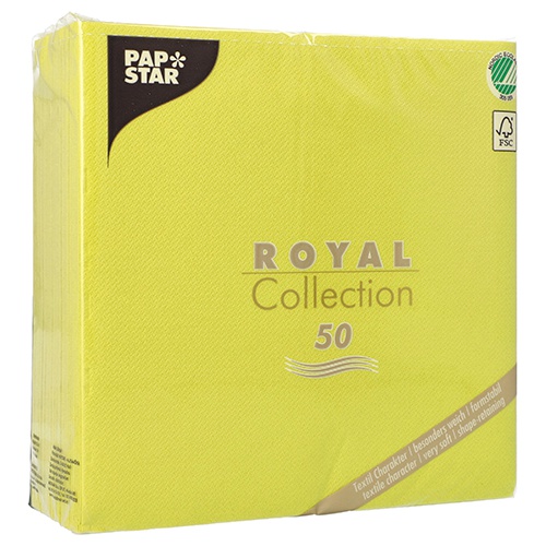 50 Tovaglioli cm 40x40  ''ROYAL Collection'' piega 1/4 verde limone