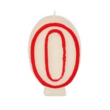 Candele per compleanno 7,3 cm bianco ''0'' con bordo rosso