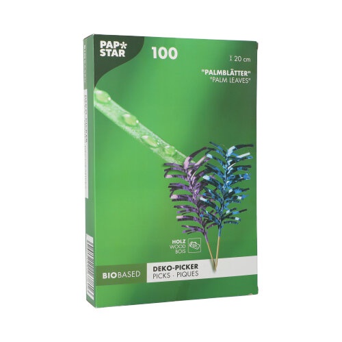 100 Stecchini per party 20 cm ''Palm Leaf'' colori assortiti