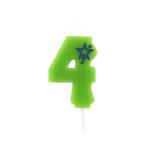 Candele per compleanno, mini 6,8 cm verd e "4"
