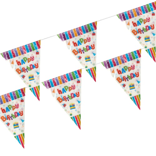 Ghirlanda di bandierine in plastica impermeabile 4 m ''Happy Birthday''