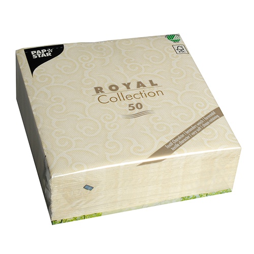 50 Tovaglioli cm 40x40, ''ROYAL Collection'' piega 1/4, decoro  ''Casali'' champagne