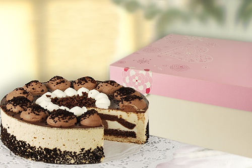 15 Scatole per dolci di carta con coperchio, rettangolari 30 cm x 30 cm x 13 cm, decoro ''Lovely Flowers'' colore bianco/rosa