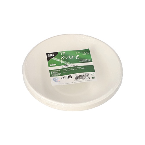 12 Piatti fondi, canna da zucchero "pure " 680 ml Ø 19 cm · 4 cm bianco