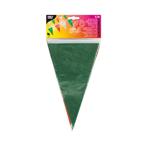 Ghirlanda di bandierine in plastica impermeabile 4 m verde/bianco/rosso