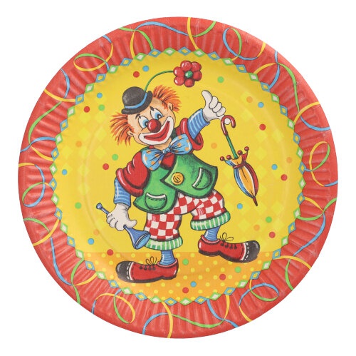 50 Piatti di carta di pura cellulosa rot ondo Ø 23 cm "Pagliaccio"
