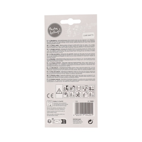 Candela musicale 12 cm colori assortiti ''Happy Birthday'' completa di 3 candele di scorta
