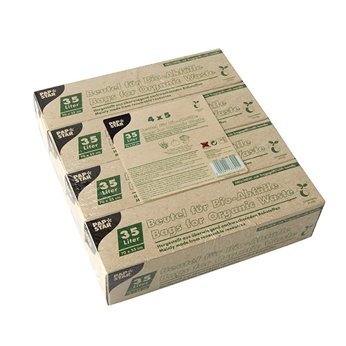 20 Sacchi per spazzatura compostabili 35 l 70 cm x 55 cm verde con manico