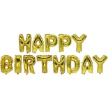 Palloncino laminato set oro "Happy Birth day"