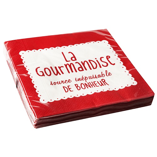 20 Servietten, 3-lagig piegato per 4 33 cm x 33 cm rosso "La Gourmandise"
