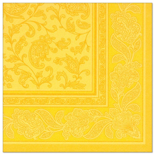 20 Tovaglioli  cm 40x40 ''ROYAL Collection'' piega 1/4 decoro ''Ornaments'' giallo