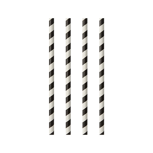 100 Cannucce di carta Ø 6 mm · 20 cm ner o/bianco "Stripes"