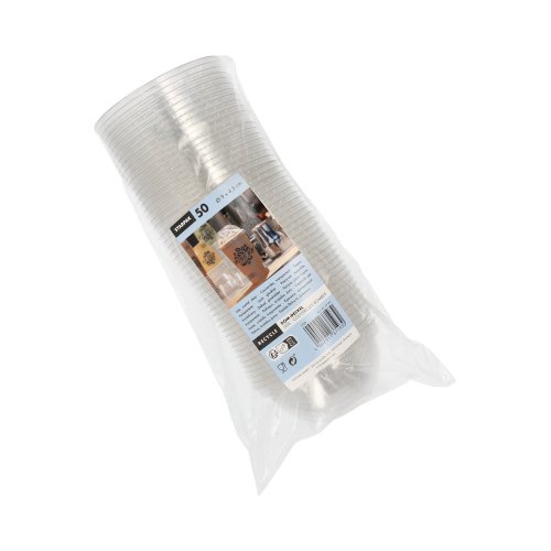 50 Coperchi, PET rotondo Ø 9 cm · 4,5 cm cristallo trasparente senza foro