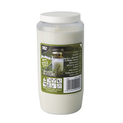 Öl-Licht T6, 100 % Pflanzenfett Ø 7 cm · 14 cm bianco copertura trasparente