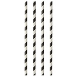 100 Cannucce di carta "pure" Ø 6 mm · 29 cm nero/bianco "Stripes"