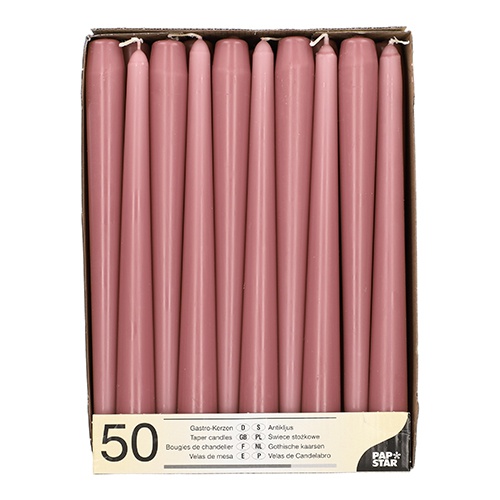 50 Candele coniche Ø 2,2 cm · 25 cm rosa scuro