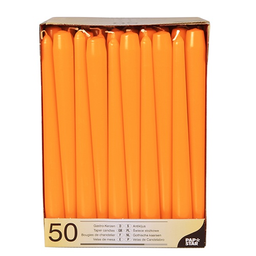 50 Candele coniche Ø 2,2 cm · 25 cm arancione